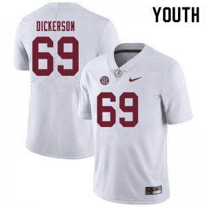 NCAA Youth Alabama Crimson Tide #69 Landon Dickerson Stitched College 2019 Nike Authentic White Football Jersey ZW17I04UF